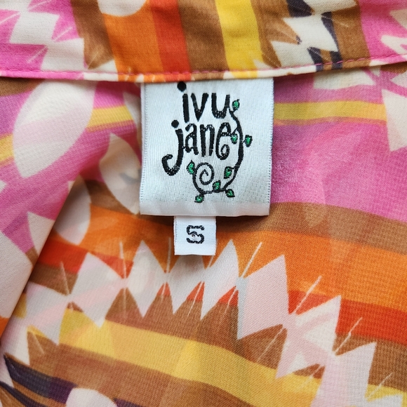 Ivy Jane L/S Multi Color Sheer Wrap Open Front Blouse Size S - Picture 6 of 7